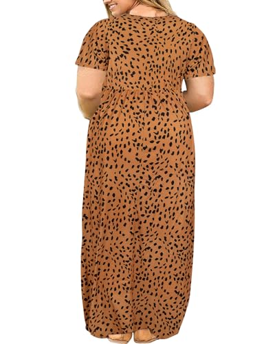 Image of Kancystore Women's Plus Size Maxi Dress with Pockets Summer Dresses XL-5X | Plus Size High Waisted Long Length Beach Dress, Empire Waist Round Neck Casual Dress, Solid Striped Floral Tie Dye Colors