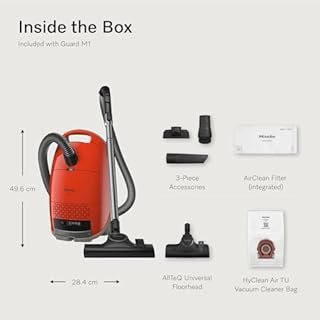 Miele Guard M1 Bagged Canister Vacuum Cleaner with AirClean Filter, AllTeQ Universal Floorhead, AllFloor Brush and LED Icons, Terra Red – 12704600