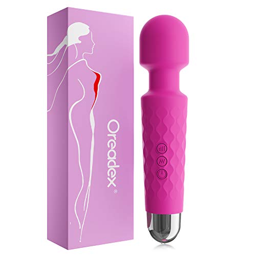 Rechargeable Personal Wand Massager -Quiet & Waterproof- 20 Patterns & 5 Speeds - with Memory - Constant Output - Powerful & Cordless - Perfect for Back,Muscle,Neck,Soreness,Relief-Purple Red