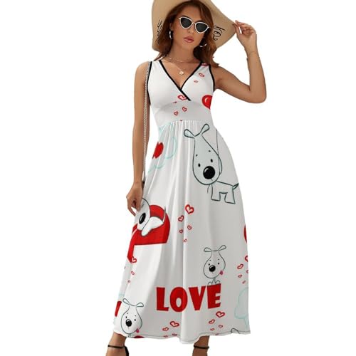 Robe longue d'été de qualité supérieure avec col V et tombé fluide