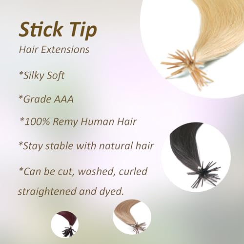 16" 18"20" 22" Pre Bonded Remy Human Hair Extensions -Stick Tip-0.6g x 25strands-Grade AAA- Multi Colours (18", 2 Dark Brown)