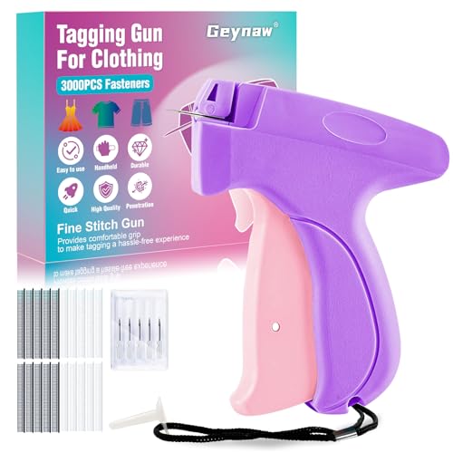 Image of Stitch Gun for Clothes - Stitchy Tagging Gun for Clothing, Handheld Stitch Gun Quick Clothing Fixer, Sewing Kit Includes 6 Needle，3000 Fasteners(1500 Black & 1500 White) (Purple)