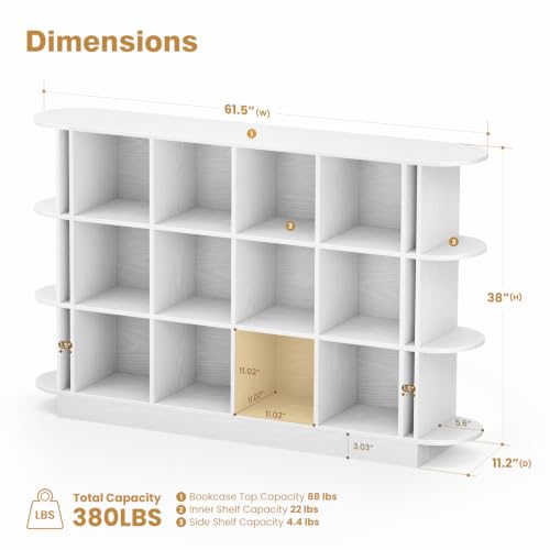 IOTXY White 3-Tier Oval Bookshelf - Curved Horizontal Bookcase, 12-Cubes - Image 3
