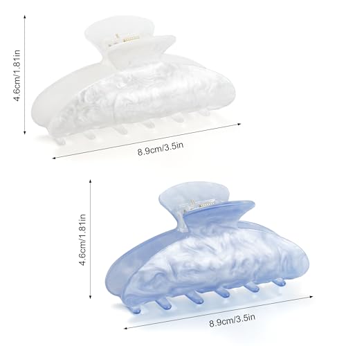 Image of CWJCYTNSN 2 PCS Blue Hair Claw Clips for Women Non-slip Claw Clips Strong Hold Large Hair Clips for Thick Thin Hair Elegant Hair Accessory for Girls