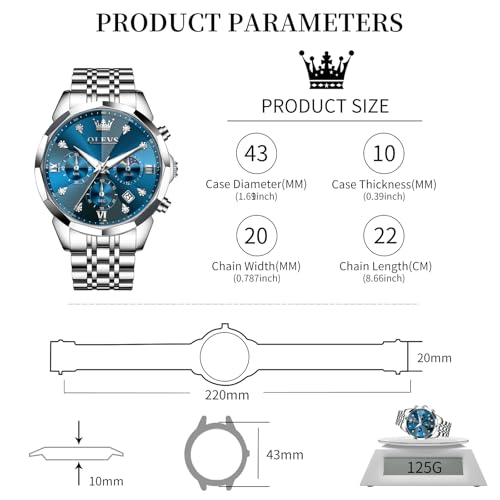 Image of OLEVS Watch Men Stainless Steel Watches Luxury Chronograph Men Wrist Watch | Multifunction,Diamond, Date, Business, Classic,Dress Watch for Men, Gift for Men, reloj de Hombre