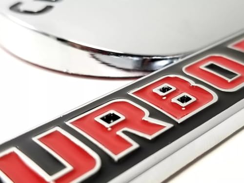 Image of Pair Set Compatible with Cummin Turbo Emblem 3D Fender Badges Nameplate for 2500 3500 (Chrome Red)