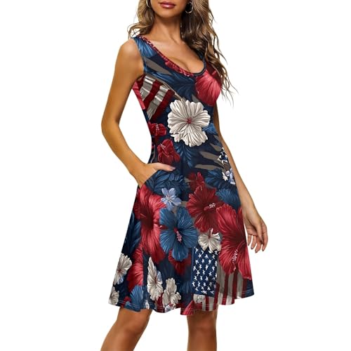 Image of TOADDITDO Womens Summer Sleeveless Tank Dress with 2 Side Pockets XS-4XL Plus Size