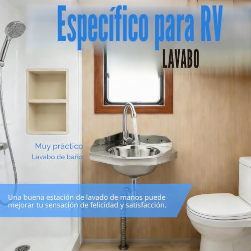 Lavabo esquinero pequeño con grifo monomando y kit de desagüe para ahorrar espacio en pared 6