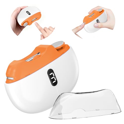 Coupe Ongle Electrique, 2025 Nouveau 3 en 1 Lime a Ongle Electrique Automatique avec lumière LED, 3 Vitesses, Coupe Ongles électrique, Faible bruit, Pour Bébés, Adultes, Personnes Âgées - Orange1