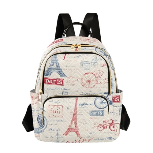 Petit sac à dos vintage pour femme en taille S avec motif français chic