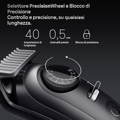 Braun Regolabarba Uomo Series 7, +12 Strumenti Da Barbiere, Lama ProBlade Affilata a Vita, Fino A 120 Minuti Di Autonomia, Selettore Di Precisione Con 40 Lughezze E Blocco, BT7545, Grigio - Immagine 3