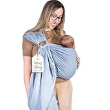Ring Sling Baby Carrier - USA Lab Tested, 100% Natural Cotton Muslin, Breathable & Ergonomic Ring Sling Dark Blue