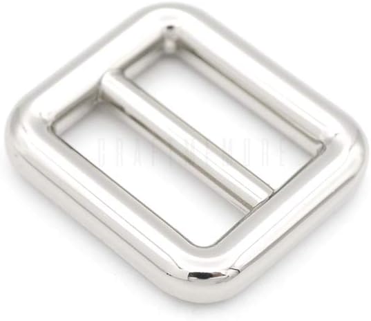 CRAFTMEMORE 6pcs Metal Slide Buckle Bag Belt Strap Keeper Slider Triglide Strap Adjuster Purse Making Accessories SCSL (5/8 Inch, Silver)