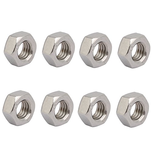 uxcell 8pcs M8 x 1.25mm Pitch Metric Thread 304 Stainless Steel Left Hand Hex Nuts