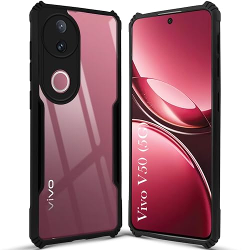 Image of Jkobi Back Case Cover for Vivo V50 | Vivo V50e (Shockproof with Polycarbonate Clear Panel | Professional Black)