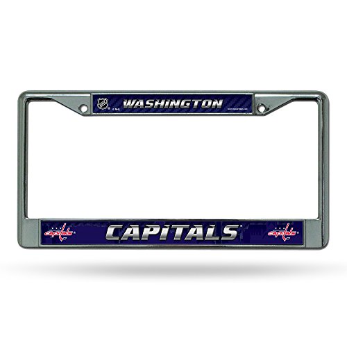 Rico Industries NHL Washington Capitals Standard Chrome License Plate Frame Team Color, 6 x 12.25-