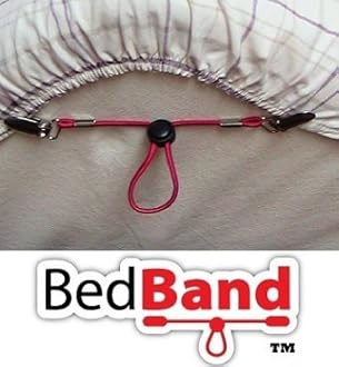 Bed Band The Original Adjustable Fastener/Holder/Strap/Suspender/Gripper for Your Sheets (2 Pack - White)