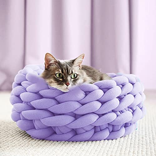 Arm Knitting Yarn For Chunky Braided Knot Throw Blanket Diy, Soft Extra Cotton Washable Tube Bulky Giant Yarn For Weave Craft Crochet (Light Purple 2.2Lb) #TOP4