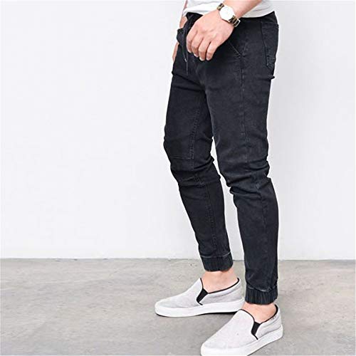 Andongnywell Mens Skinny Stretch Elasticated Waist Jeans Workout Slim fit Jogger Trousers Stretchy Denim Pants2