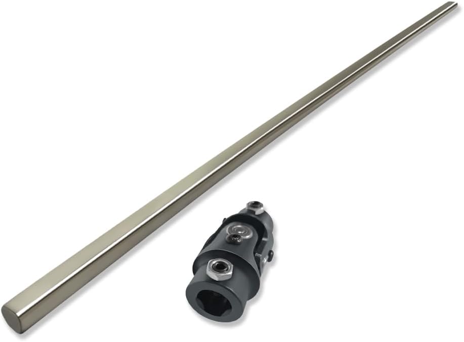 Chrome 36" Steering Shaft & 3/4" DD x 3/4" V Triangle Universal Steering U Joint 83mm Length Black Steel
