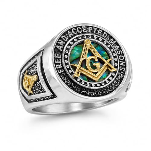ZPMMPZ Freemason Ring for Men Blue Masonic Rings Free Mason Jewelry Gifts for Fathers Day Initiations St. Johns Days Graduation Christmas Valentine Day