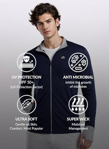 Image of ADRO Sunscreen Jacket for Men UV Sun Advanced Protection Running Jackets For Mens Biker Jackets with Zipper Sports jacket for men