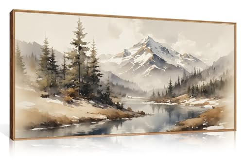 Art mural de montagne brumeuse Ausril pour salon chaleureux et chambre