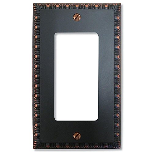 Amerelle Egg & Dart Single Rocker Cast Metal Wallplate in Aged Bronze