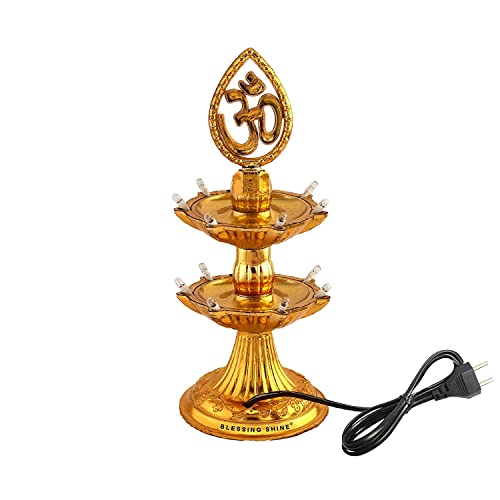 Blessing Shine Layer Golden OM Design Led Electric Diya/Deepak/Deep Lights (Pack of 1) for Home, Puja, Mandir, Diwali Festival Decoration, Decorative Lights for All Festival(Layer 2) (B09SBBRJN3) Amazon Price History, Amazon Price Tracker