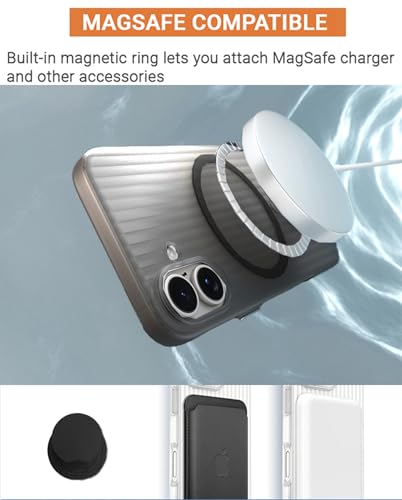 Image of Kapa Wave Magnetic Frosted Grip Back Cover for Apple iPhone 17 | [MagSafe Compatible] Wireless Charging, Slim, Metal Buttons Matte Finish Back Case (Grey)