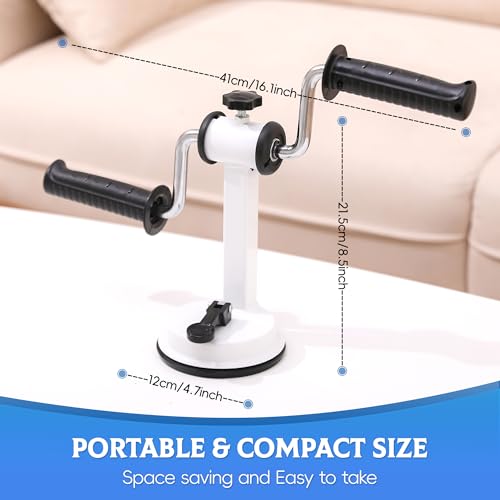 Arm Bike for Physical Therapy, Home Fitness Desk Bike for Seniors, Portable Rehabilitation Exerciser and Resistance Bands for Arm and Shoulder Workout with Adjustable Resistance, Powerful Sunction