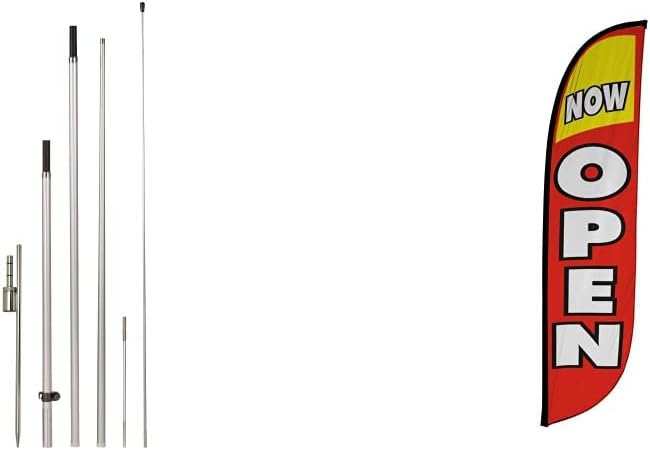 LookOurWay 12ft Feather Flag Ground Spike & 5-Piece Pole Set