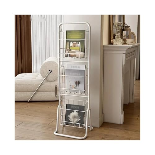 Présentoir à revues chic support de sol blanc étagère mobile design - 2
