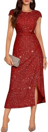 DRESSTELLS Women's Sparkly Formal Wedding Guest Dresses, Sequin C...