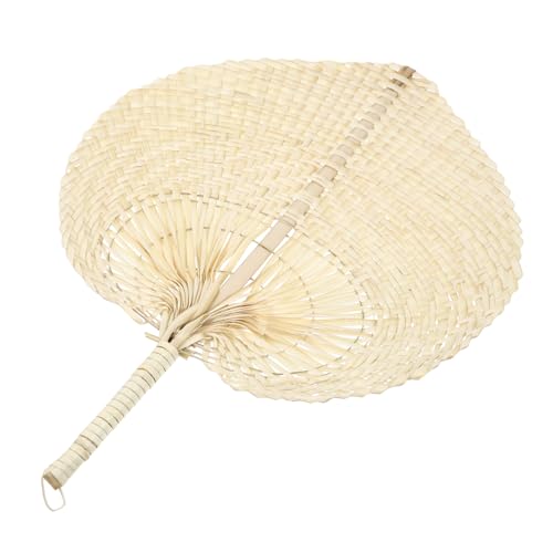 LIFKOME Abanico Artesanal Palma Mano Ligero y Portátil para Verano para Uso Interior y Exterior Color Amarillo Natural