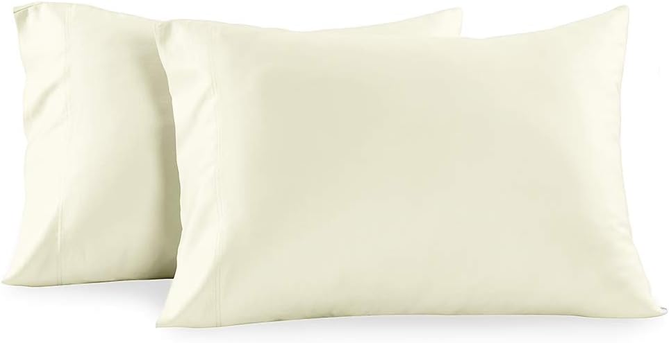 Royal Tradition Solid 600 Thread Count, 100-Percent Cotton King Size Pillow Case Set (Ivory) Breathable Soft Pack of 2 Pillowcases