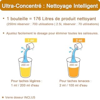 Detergent Robot Laveur 200 Fois Solution Concentrée pour Aspirateur Robot Dreame, Roborock, Ecovacs, Roomba et Aspirateurs Laveurs de Sols pour Tineco, Bissell Produit Nnettoyant 880 ml
