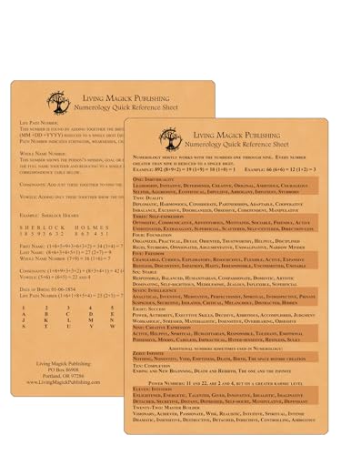 Numerology Quick Reference Sheet - Living Magick (Living Magick Learning Card Series) F