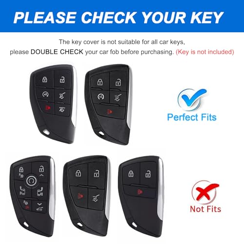 Image of Key Fob Cover for Chevy GMC with Keychain, Tahoe Suburban Equinox Traverse Yukon Denali Terrain Buick Envision Premium Soft TPU Case (6 Buttons Blue)
