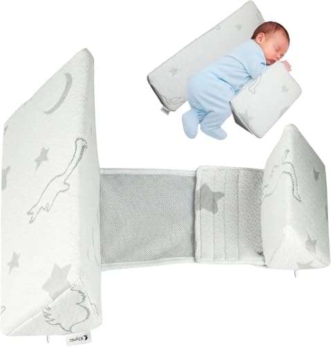 Klynic Baby Wedge Support Pillow for Newborns, Soft Breathable Infant Side Support Cushion, Removable Washable Bamboo Fabric Cover, Adjustable Width Design