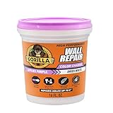 Gorilla High Performance Wall Repair Color Change, 16 Ounce Tub, Applies Purple, Dries White – Spackling & Primer in One, Shrink & Crack Resistant