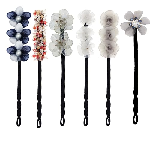 JDXN Hair Bun Maker 6 Pieces Shining Flowers Deft Bun Maker Magic Donut Hair Bun Maker French Hairstyle Twist Bun Hair Accessories for Girls Hair (6PCS Mixed Color Set 3)