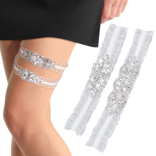 nbeads Ligas elásticas de encaje para boda, para bodas, fiestas, accesorios de ropa, Blanco, 14.5/17cm