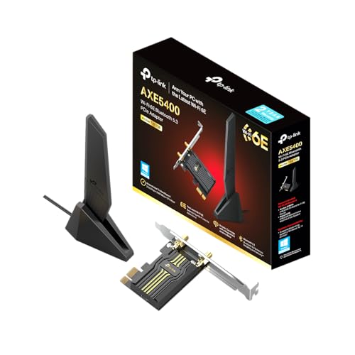 TP-Link WiFi 6E Intel AX210 PCIe WiFi Card for Desktop PC (Archer TXE73E), Up to 5.4 Gbps Tri-Band Wireless Card | 6 GHz | Low-Latency | Bluetooth 5.3 | Low-Profile Single Antenna | OFDMA, MU-MIMO