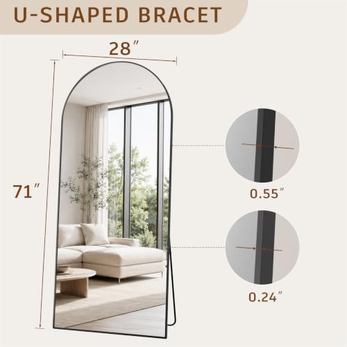 Image of Koonmi 71x28 Arched Full Length Mirror, Floor Mirror with Stand