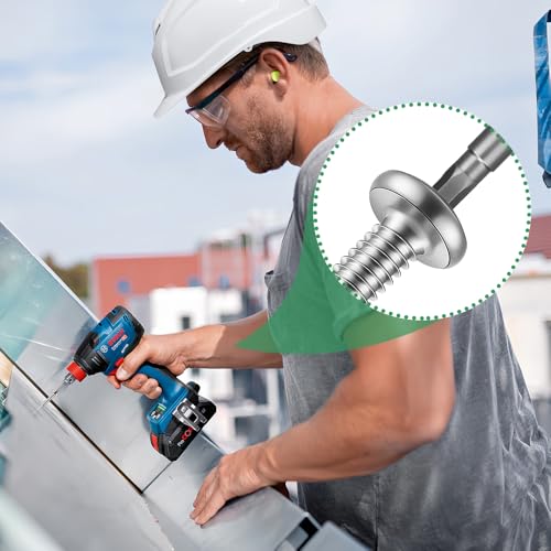 HXJDAM 70 Stück Selbstschneidende Schrauben, 410 Edelstahl Flachkopf Innensechskantschrauben Bohrschrauben, M5.5x16mm Blechschrauben Selbstschneidend, Silber, Mit Innensechskantbohrer