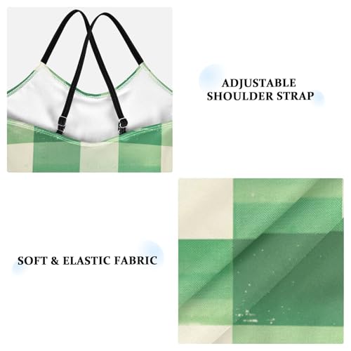 KLL Buffalo Plaid Green Toddler Girl 1 Piece Swim Suit Summer Swimming Suits with Adjustable Straps Cute3
