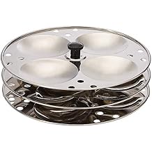 Tabakh Stainless Steel 3-Rack Idli Stand, Makes 12 Idlis