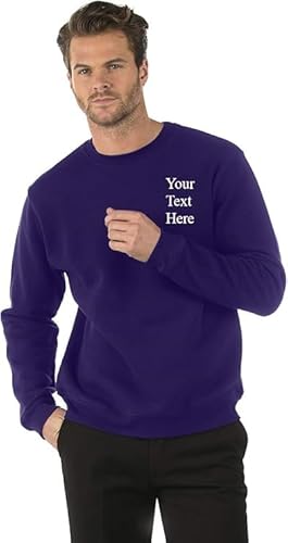 Uneek clothing Embroidered/Personalised Classic SweatShirt, Mens/Ladies (UK, Alpha, 3XL, Regular, Regular, Purple)