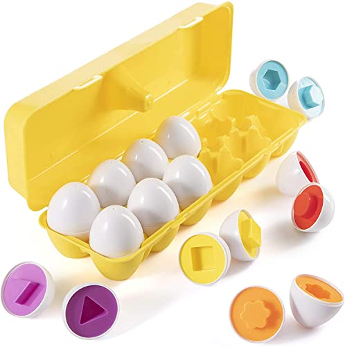 Image of PREXTEX My First Find and Match Easter Matching Eggs with Yellow Holder - STEM Toys Educational Toy for Kids to Learn About Shapes and Colors, Easter Gift Egg Shapes for Toddlers